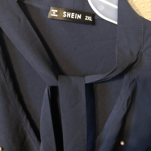 Navy sheer blouse - Picture 3 of 4